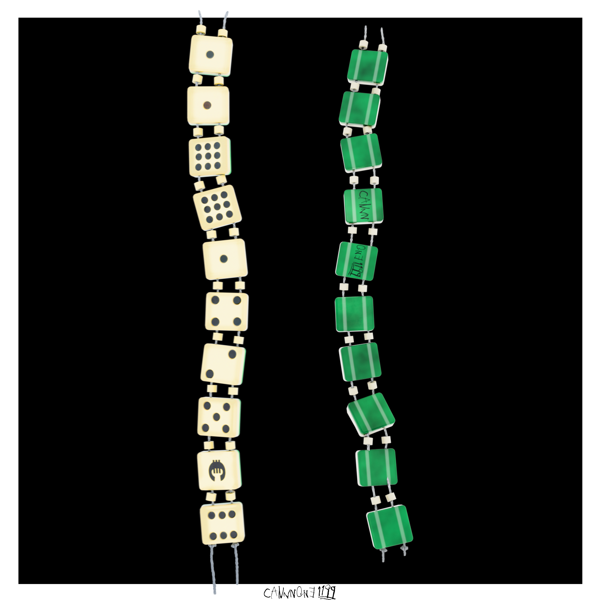 Dice Bracelet - Green & White