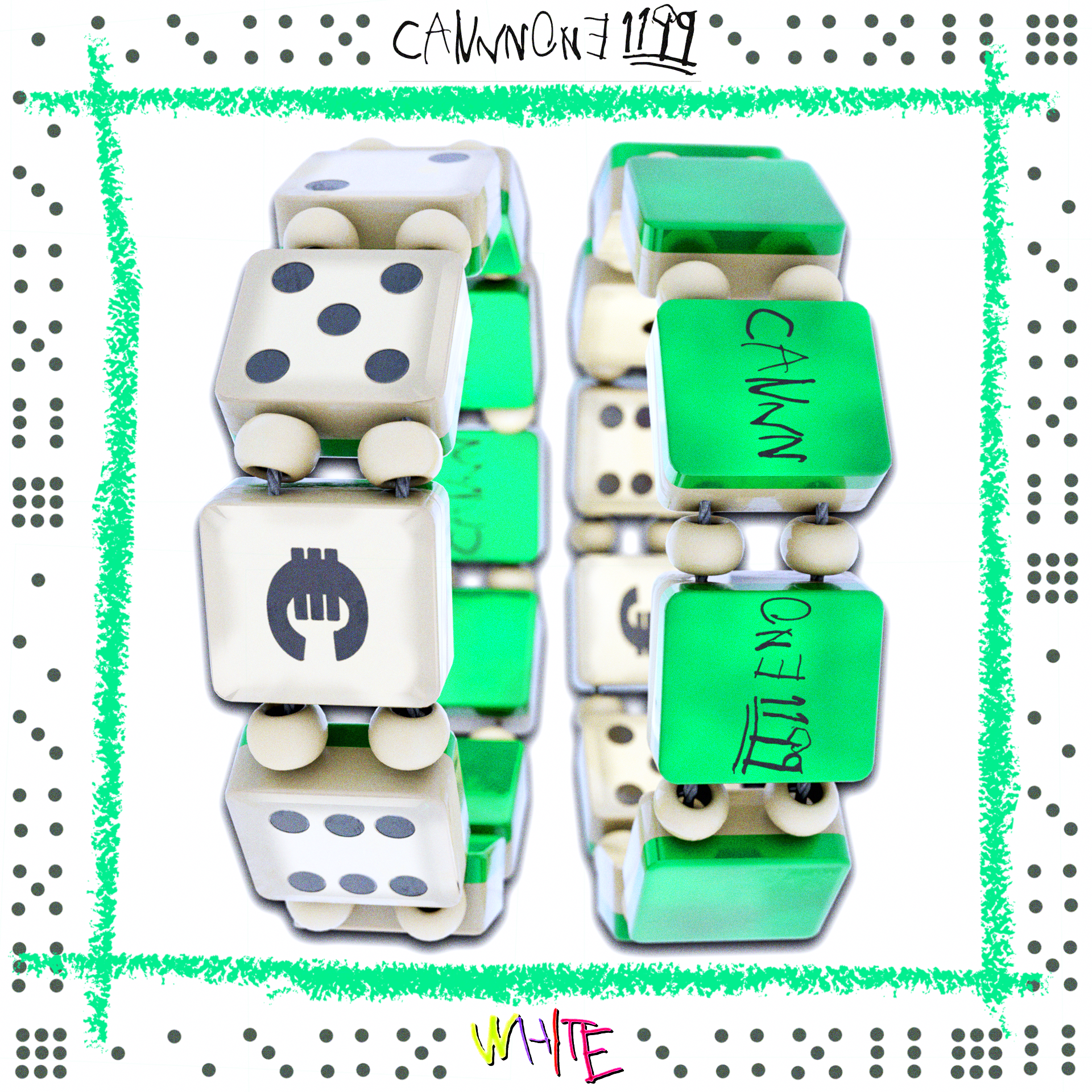 Dice Bracelet - Green & White