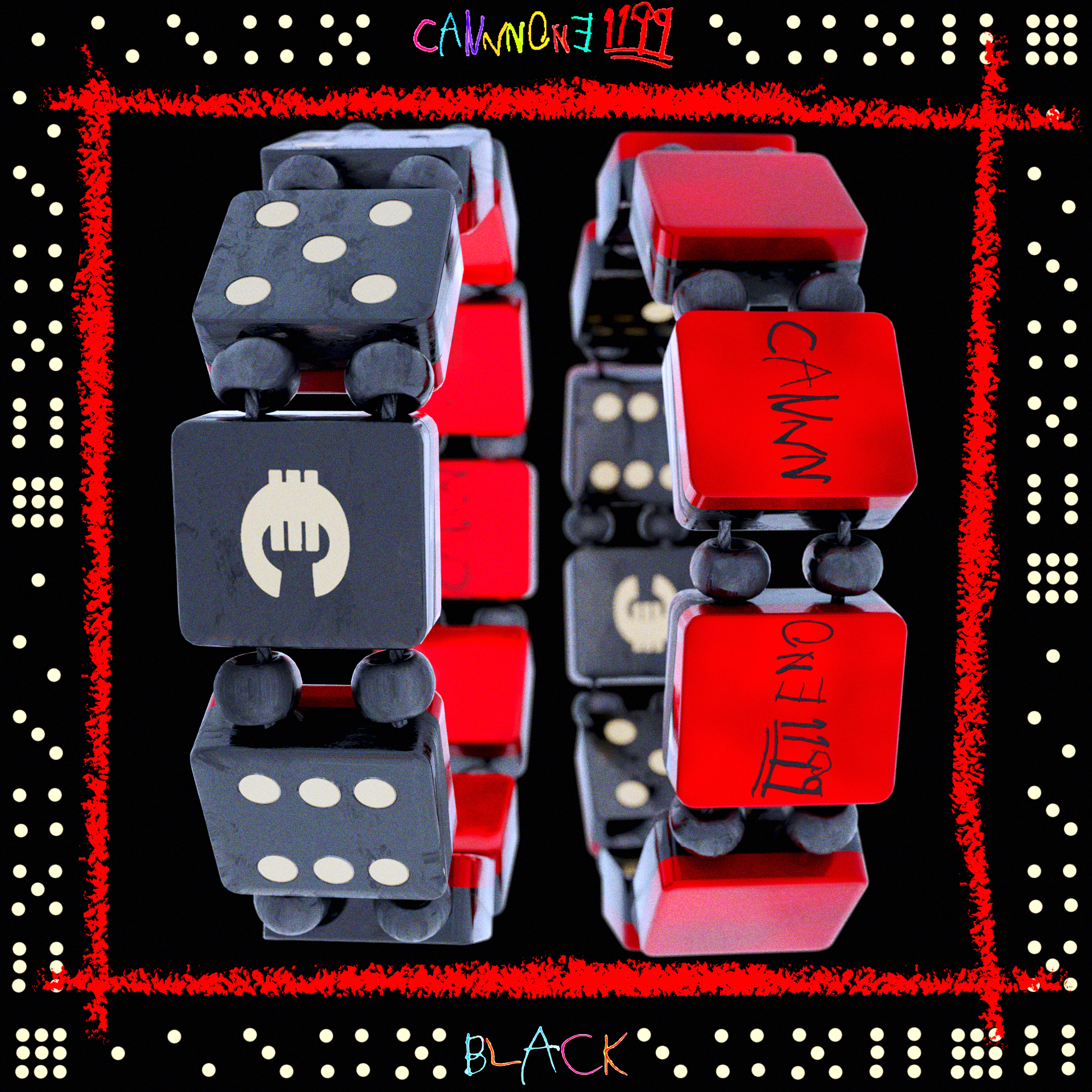 Dice Bracelet - Red & Black